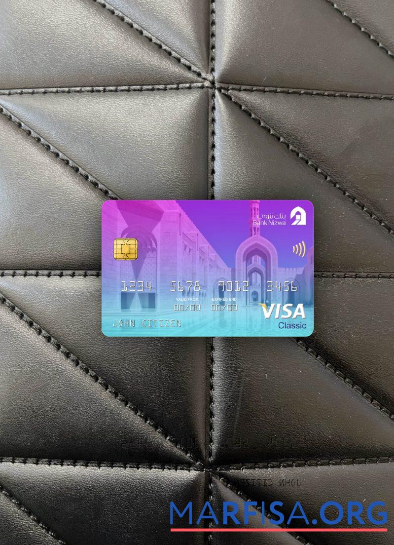 Downloadable Oman Bank Nizwa visa classic card photolook front download for verification